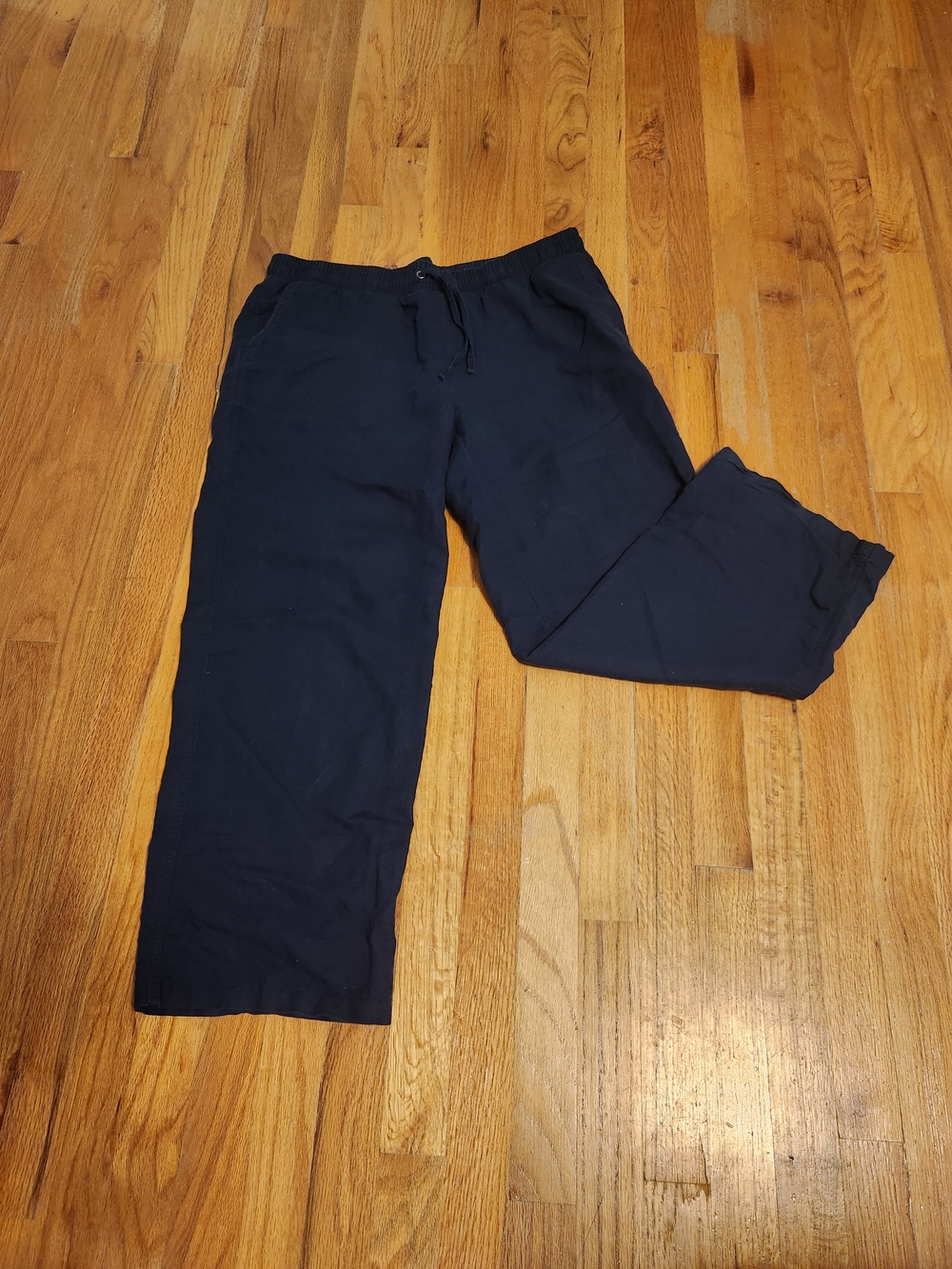 Amazon Essentials Women's Navy Drawstring Linen Pants.